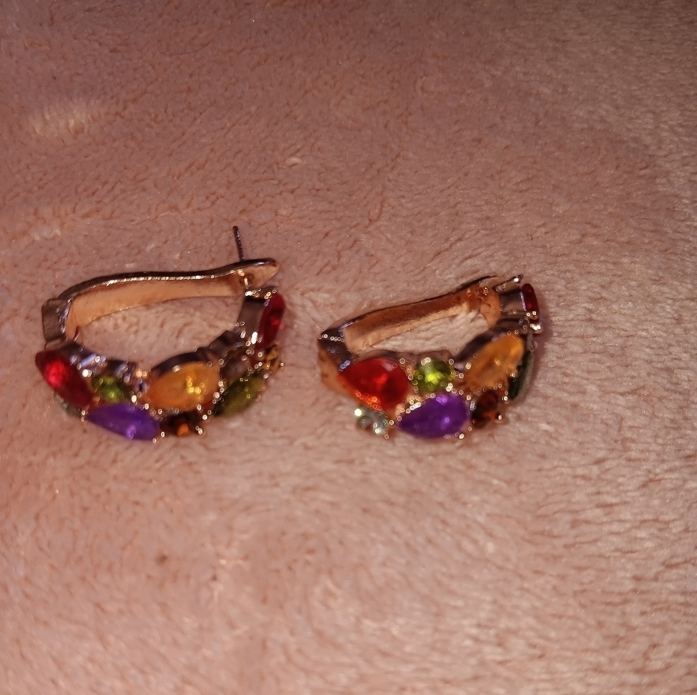 Multicolor Earrings circ circony comes in a velvet pouch